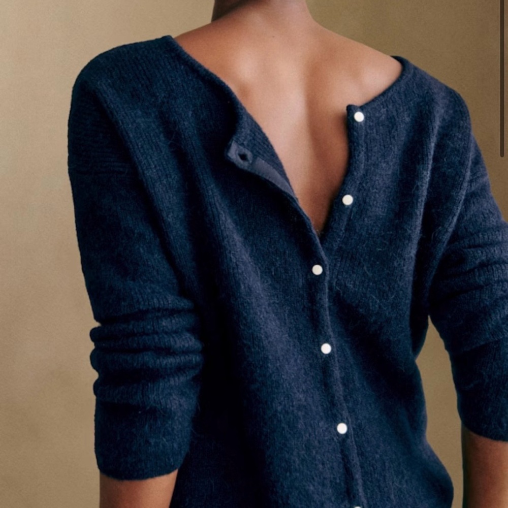 Sezane Gaspard Cardigan Sweater in Navy